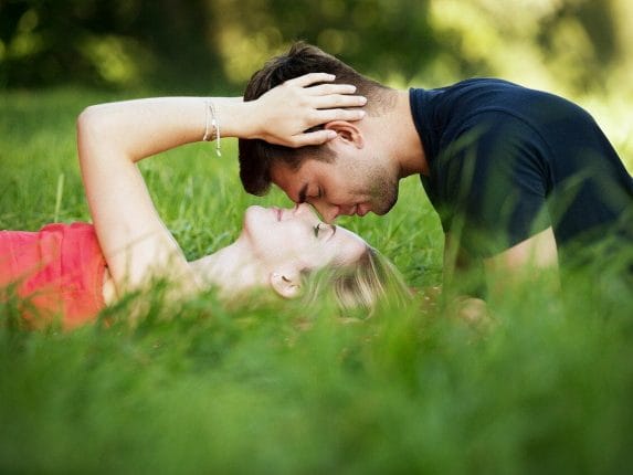 couple, field, lovers
